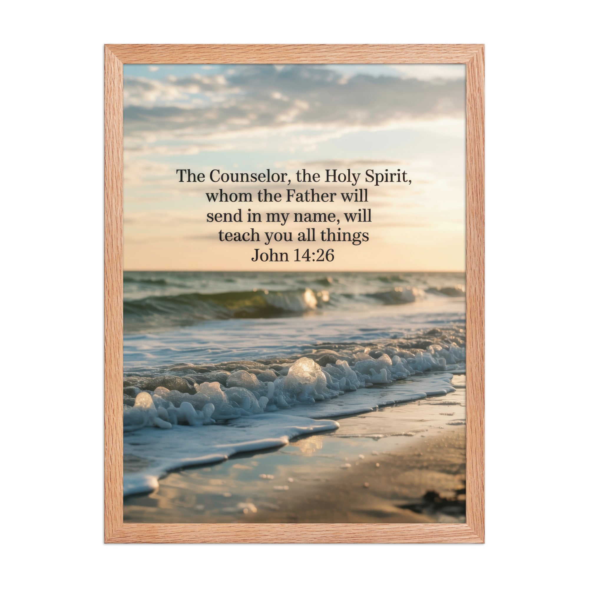 John 14:26 Bible Verse You All Premium Luster Photo Paper Framed Poster Red Oak 18″×24″