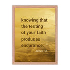 James 1:3 - Bible Verse, testing of your faith Premium Luster Photo Paper Framed Poster