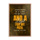 Psalm 119:105 - Bible Verse, lamp to my feet Premium Luster Photo Paper Framed Poster