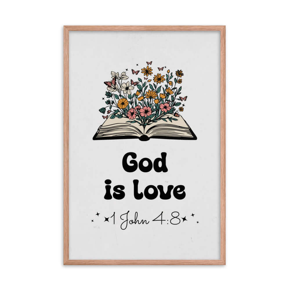 1 John 4:8 - Bible Verse, God is Love Premium Luster Photo Paper Framed Poster