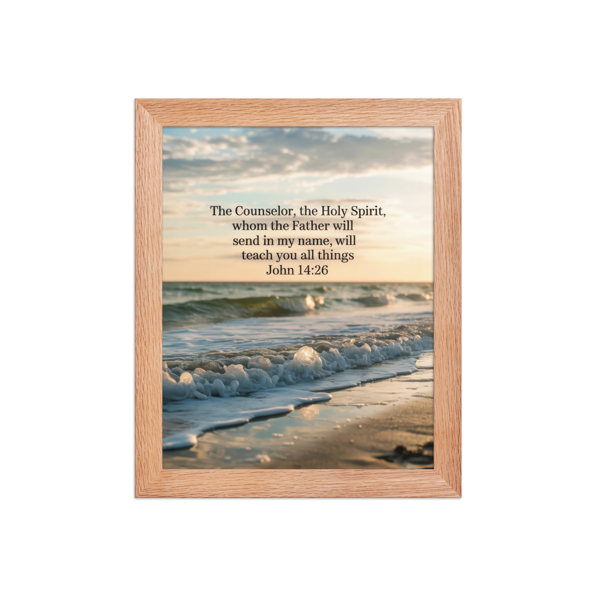 John 14:26 Bible Verse You All Premium Luster Photo Paper Framed Poster Red Oak 8″×10″