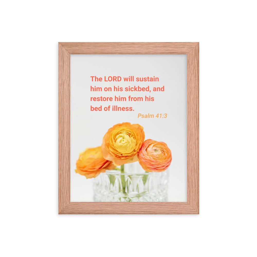 Psalm 41:3 - Bible Verse, LORD will sustain Premium Luster Photo Paper Framed Poster