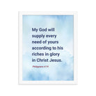 Phil 4:19 - Bible Verse, God will supply Premium Luster Photo Paper Framed Poster