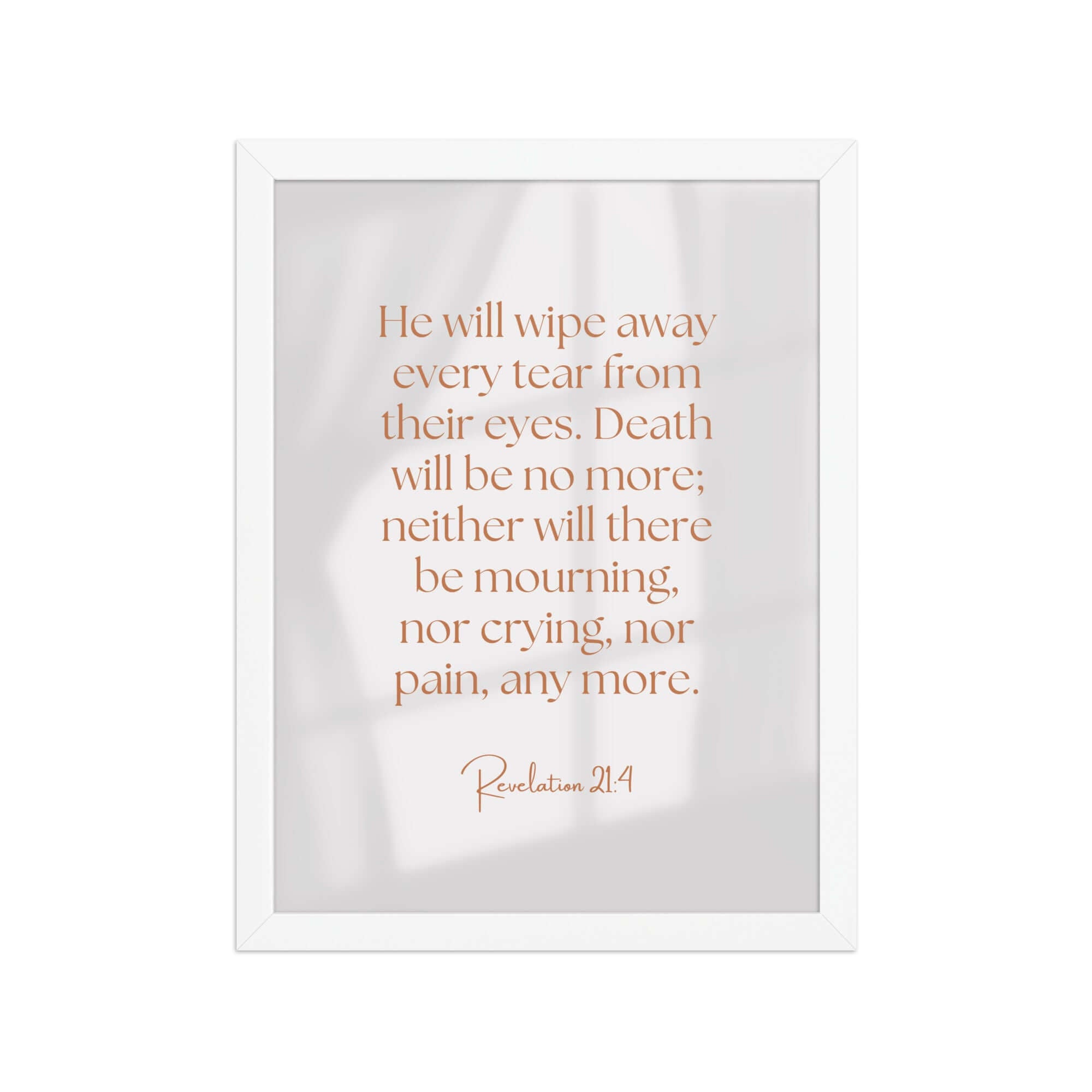 Revelation 21:4 Bible Verse, He will wipe Premium Luster Photo Paper Framed Poster