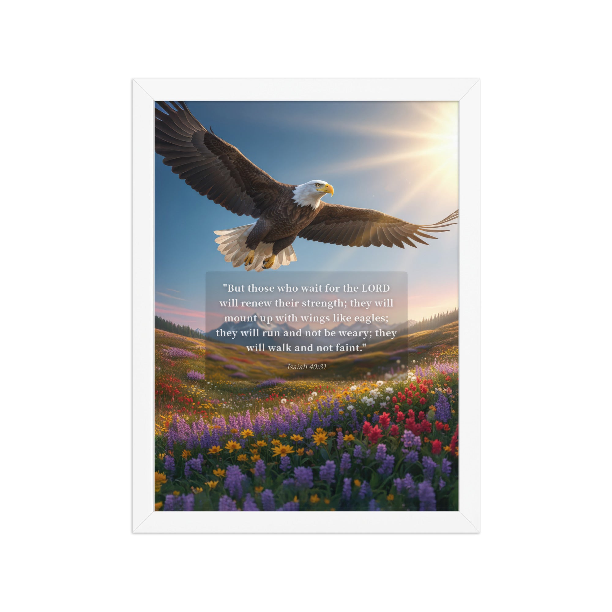 Isaiah 40:31 Bible Verse Who Wait Premium Luster Photo Paper Framed Poster White 12″×16″
