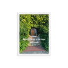 Rev 3:20 Bible Verse, Garden Doorway Premium Luster Photo Paper Framed Poster