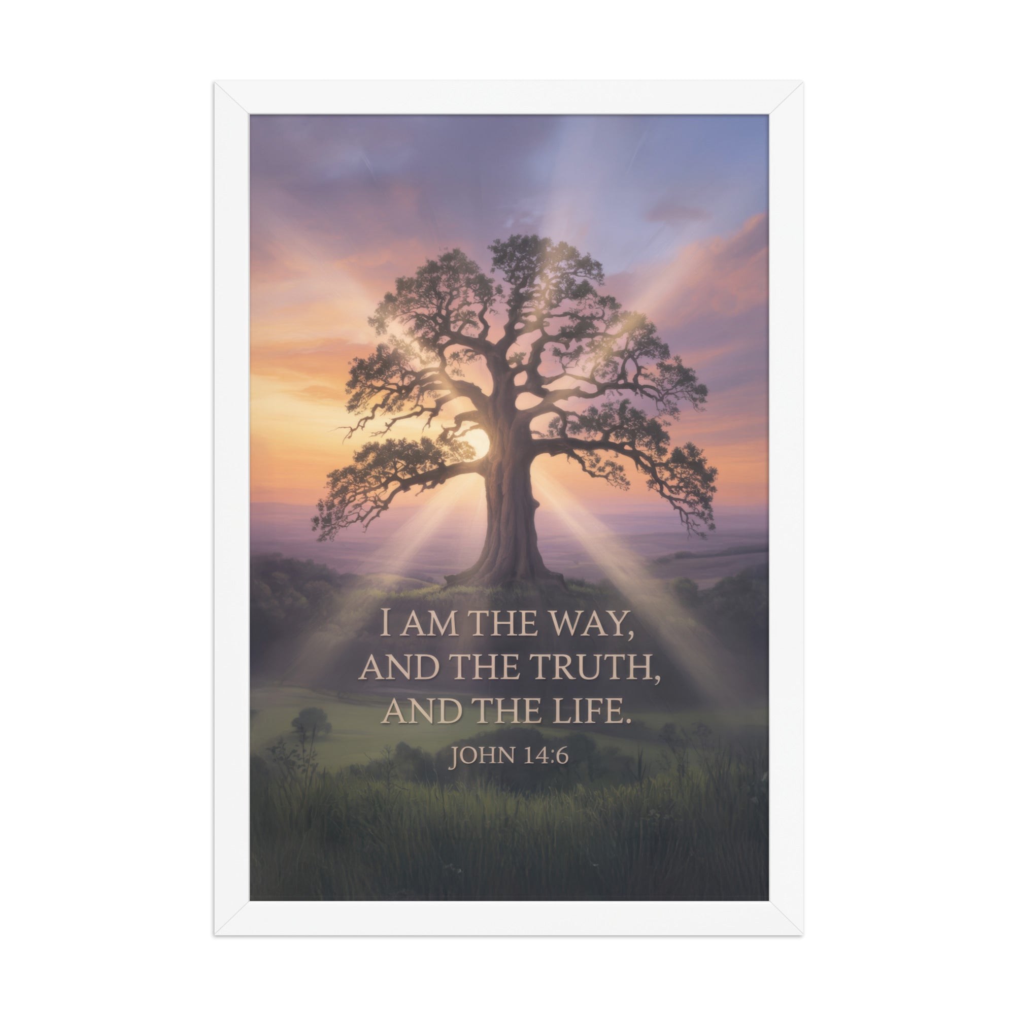 John 14:6 Bible Verse Jesus said Premium Luster Photo Paper Framed Poster White 12″×18″