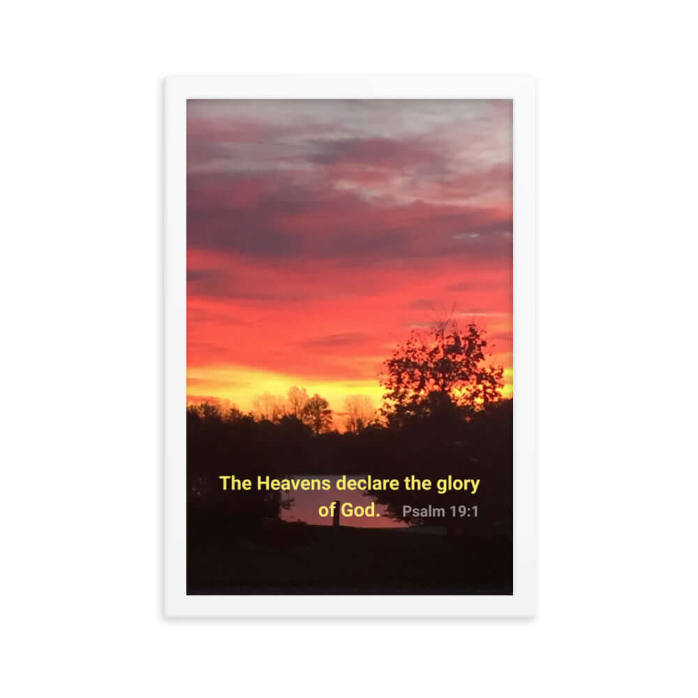 Psalm 19:1 Bible Verse, Sunset Glory Premium Luster Photo Paper Framed Poster