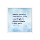 Phil 4:19 - Bible Verse, God will supply Premium Luster Photo Paper Framed Poster