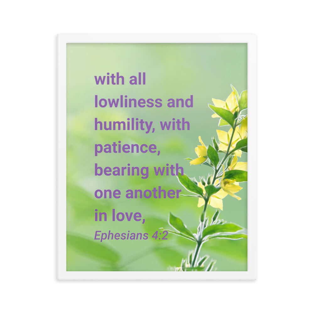 Eph 4:2 - Bible Verse, one another in love Premium Luster Photo Paper Framed Poster