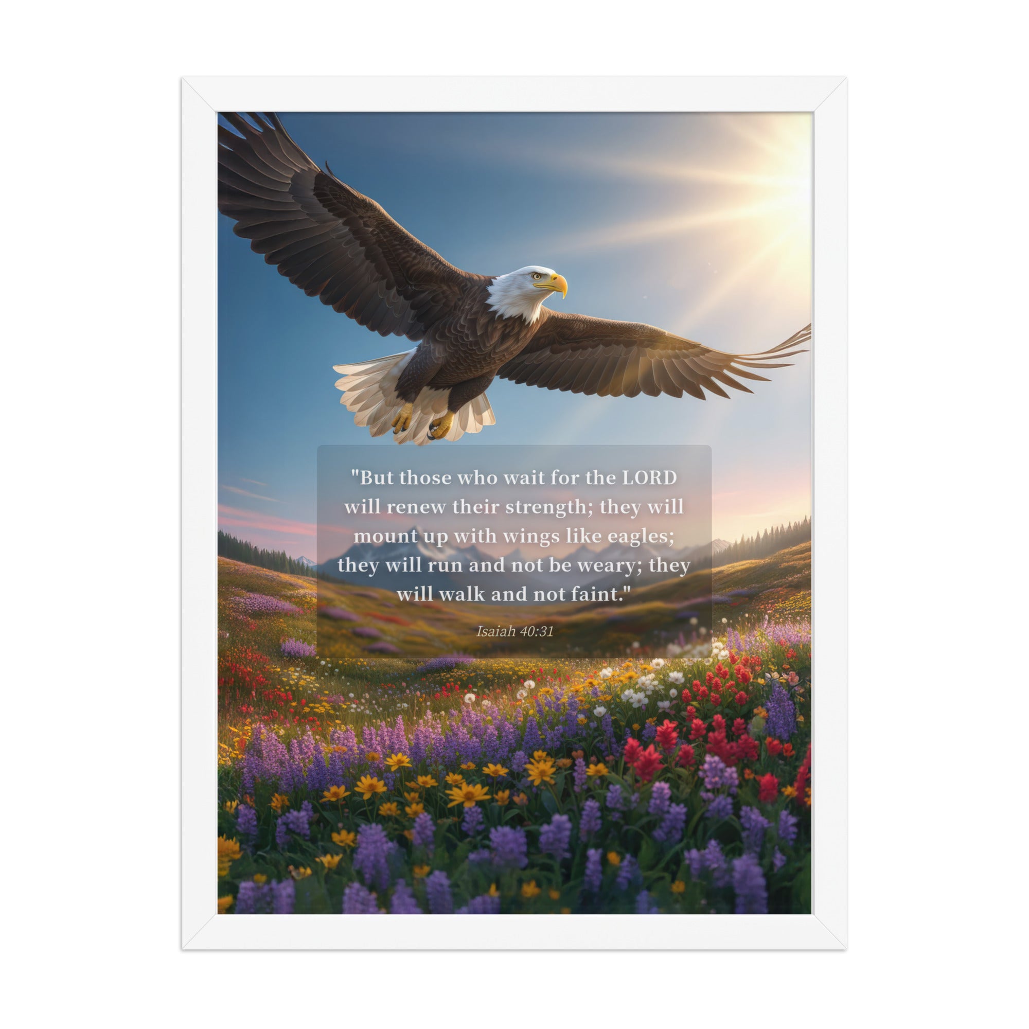 Isaiah 40:31 Bible Verse Who Wait Premium Luster Photo Paper Framed Poster White 18″×24″