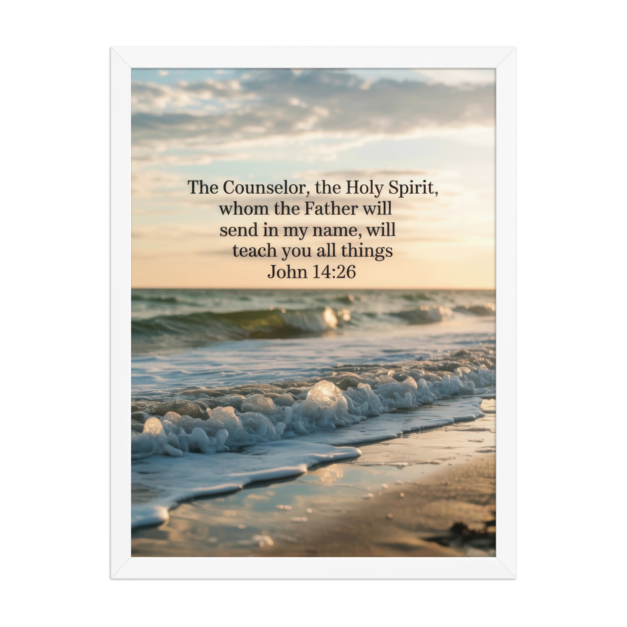 John 14:26 Bible Verse You All Premium Luster Photo Paper Framed Poster White 18″×24″