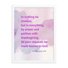 Phil 4:6 - Bible Verse, Prayer and Petition Premium Luster Photo Paper Framed Poster