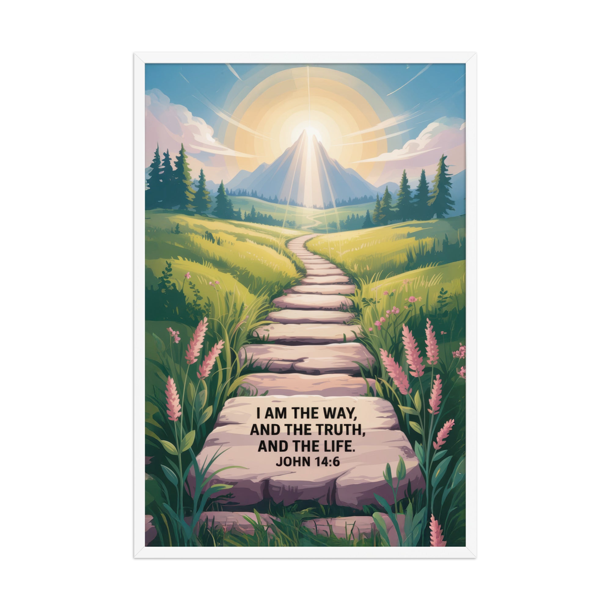 John 14:6 Bible Verse The Truth Premium Luster Photo Paper Framed Poster White 24″×36″