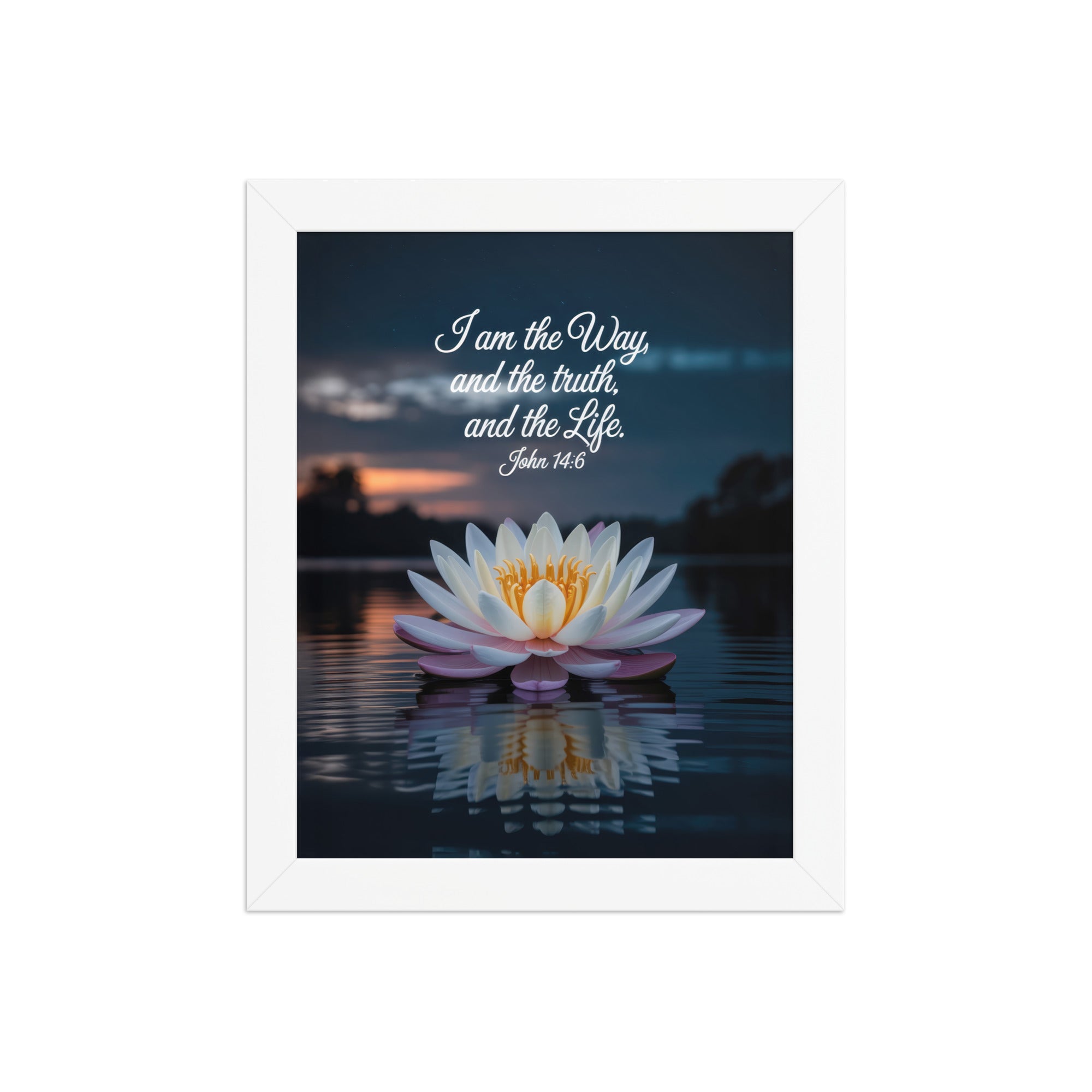 John 14:6 Bible Verse The Father Premium Luster Photo Paper Framed Poster White 8″×10″