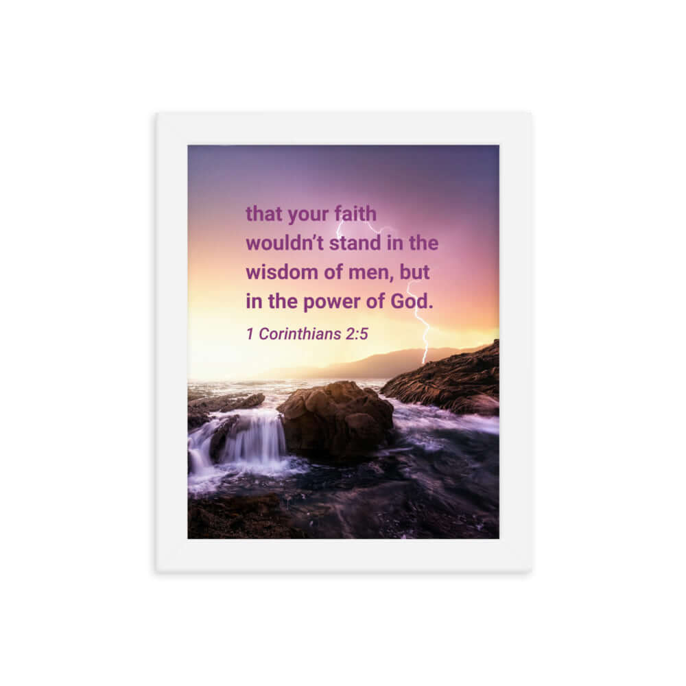 1 Cor 2:5 - Bible Verse, power of God Premium Luster Photo Paper Framed Poster
