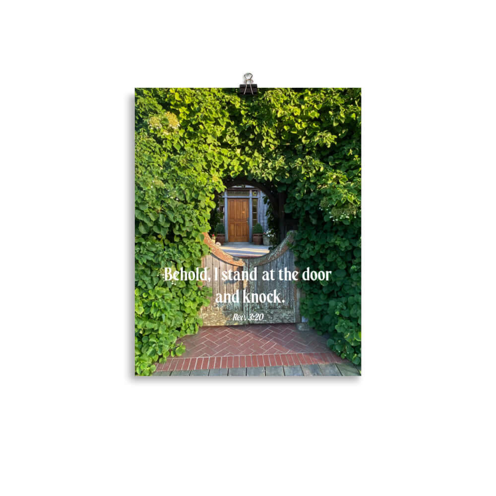 Rev 3:20 Bible Verse, Garden Doorway Premium Luster Photo Paper Poster