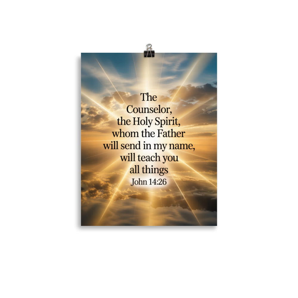 John 14:26 Bible Verse will send Premium Luster Photo Paper Poster 11″×14″