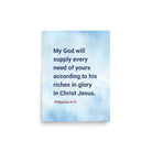 Phil 4:19 - Bible Verse, God will supply Premium Luster Photo Paper Poster