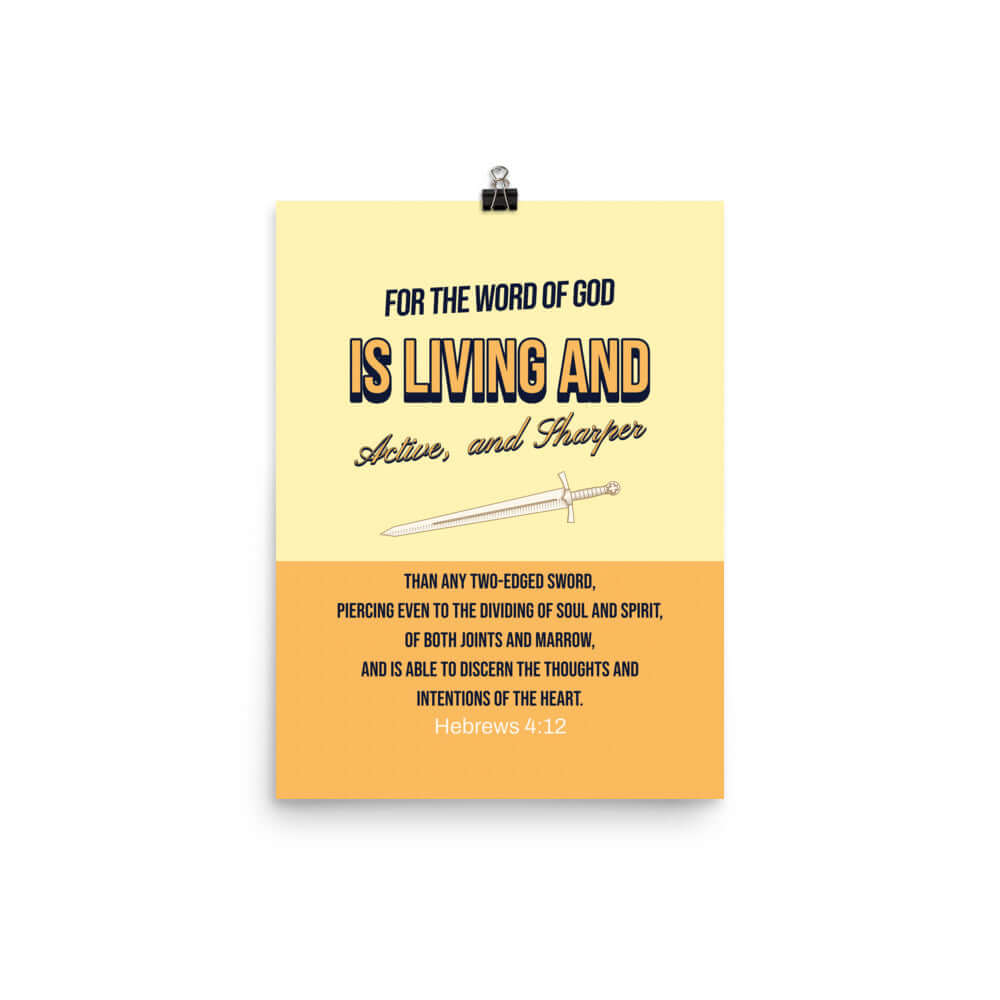 Heb 4:12 - Bible Verse, living and active Premium Luster Photo Paper Poster