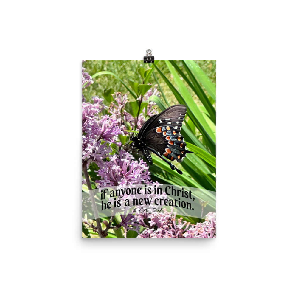 2 Cor. 5:17 Bible Verse, Butterfly Premium Luster Photo Paper Poster