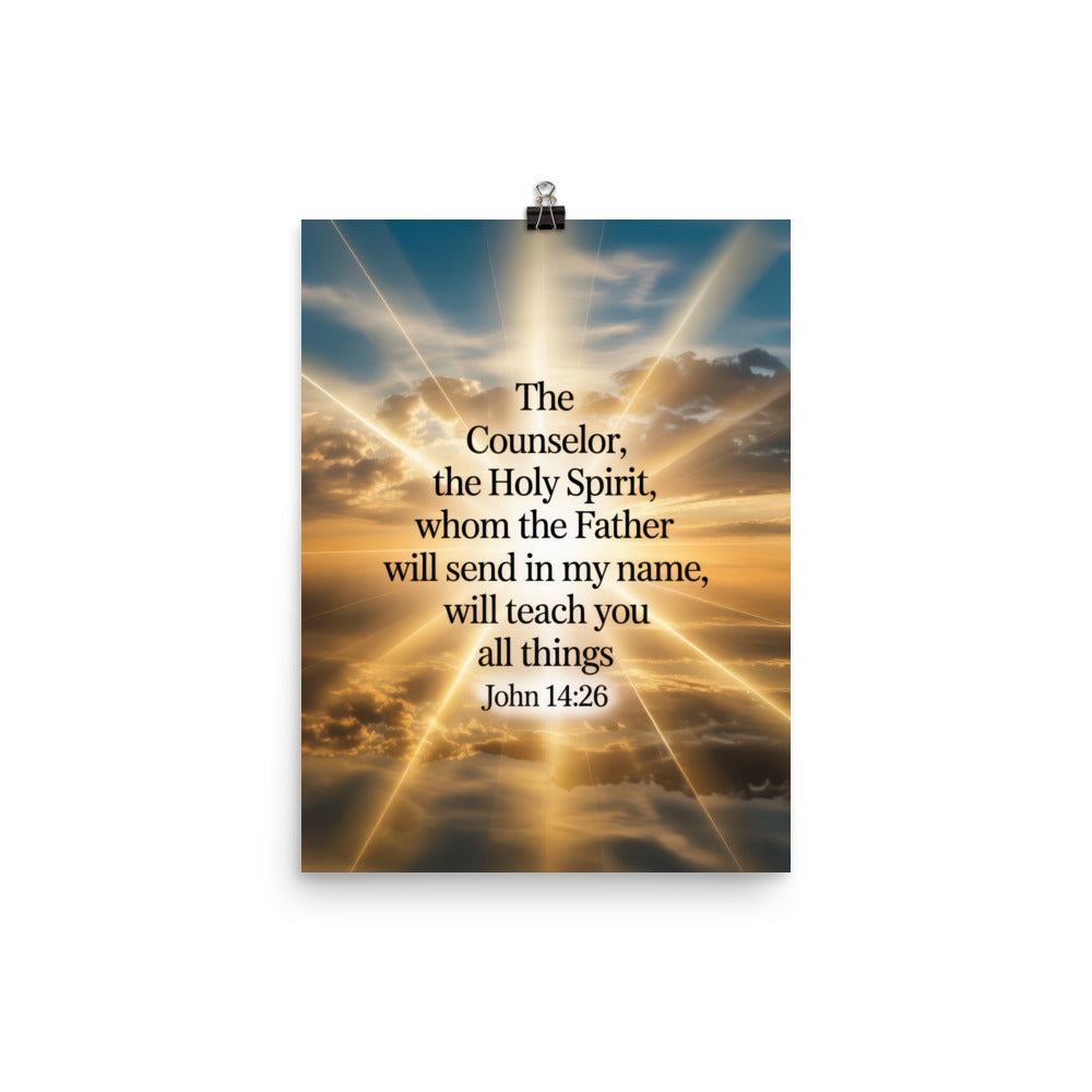 John 14:26 Bible Verse will send Premium Luster Photo Paper Poster 12″×16″