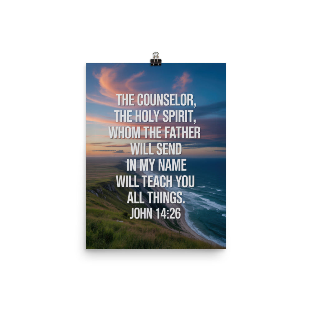 John 14:26 Bible Verse will teach Premium Luster Photo Paper Poster 12″×16″