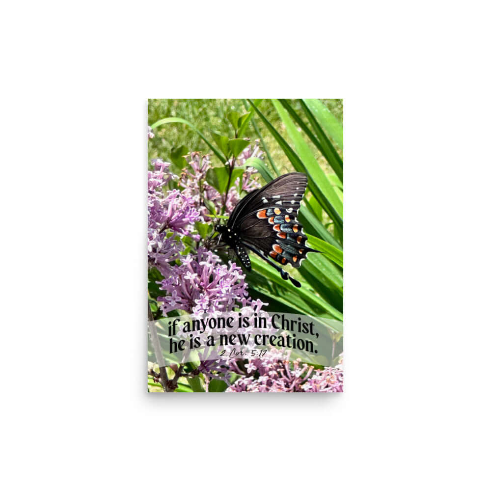2 Cor. 5:17 Bible Verse, Butterfly Premium Luster Photo Paper Poster