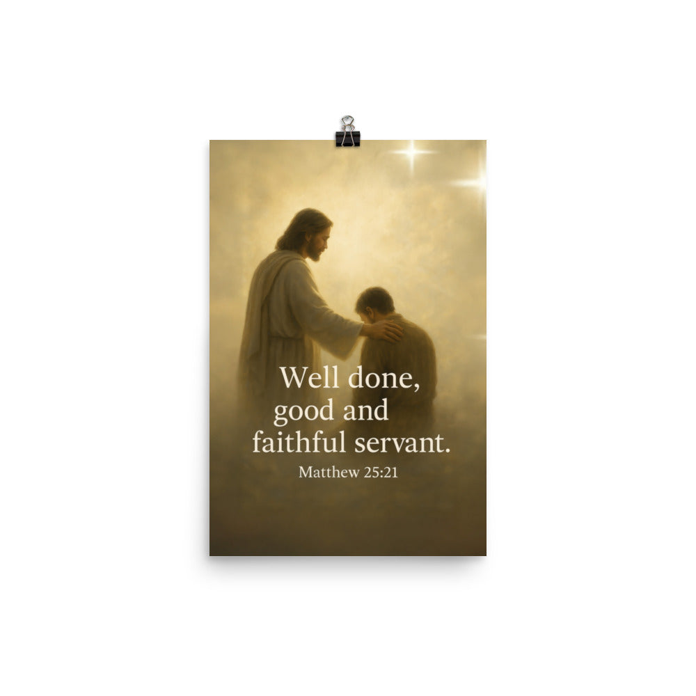 Matthew 25:21 Bible Verse Well Done Premium Luster Photo Paper Poster 12″×18″