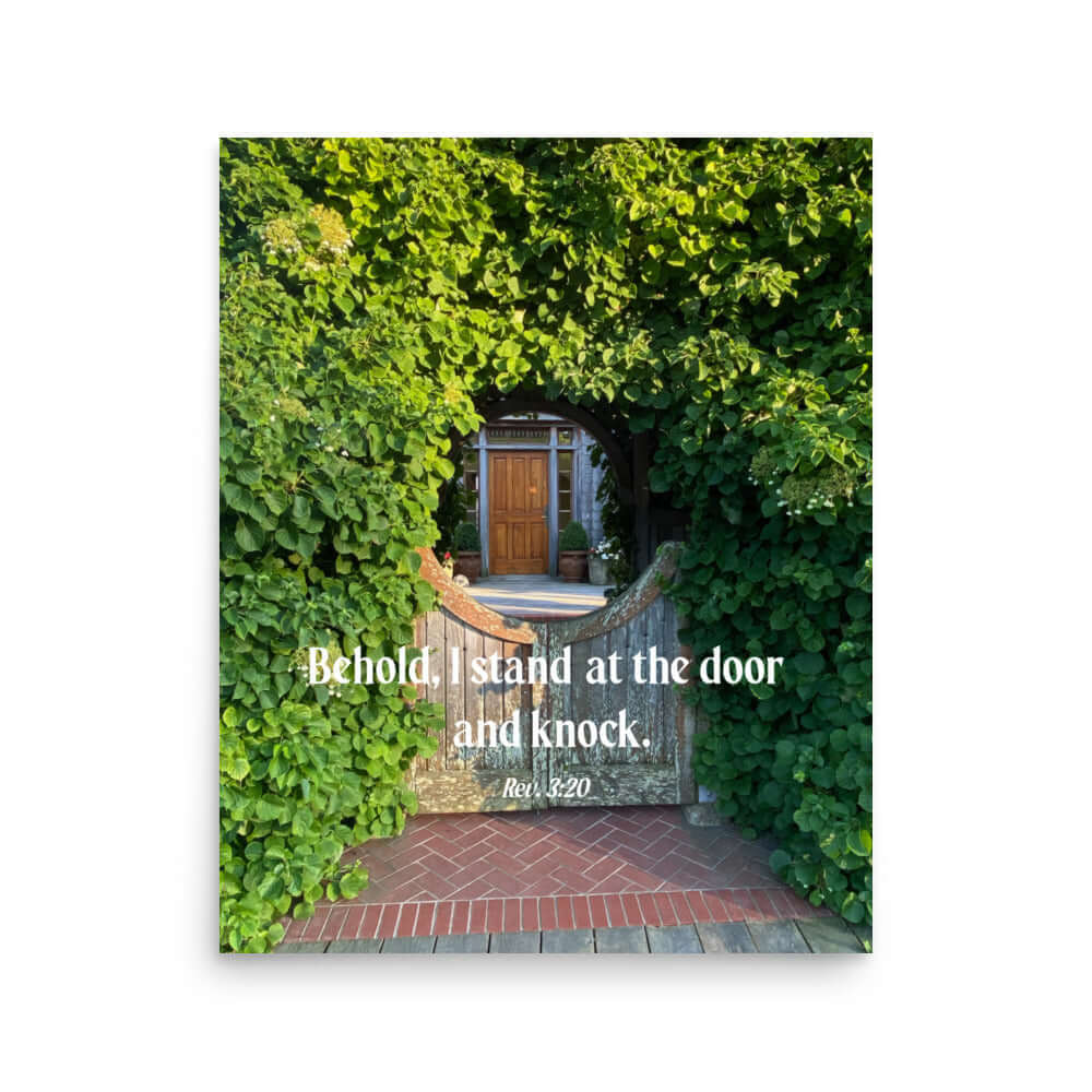Rev 3:20 Bible Verse, Garden Doorway Premium Luster Photo Paper Poster