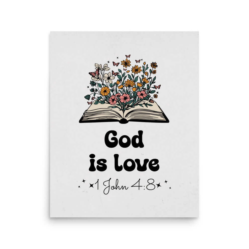 1 John 4:8 - Bible Verse, God is Love Premium Luster Photo Paper Poster