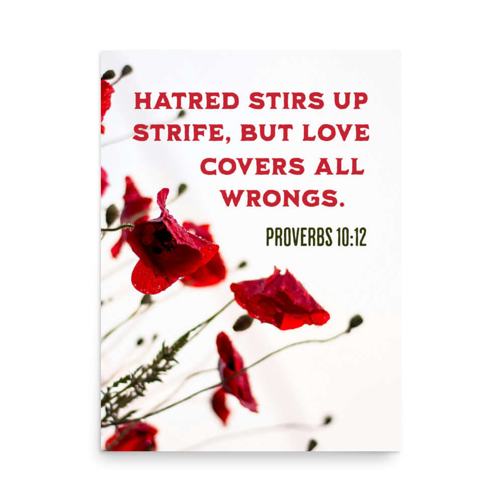 Prov 10:12 - Bible Verse, Love Covers All Premium Luster Photo Paper Poster