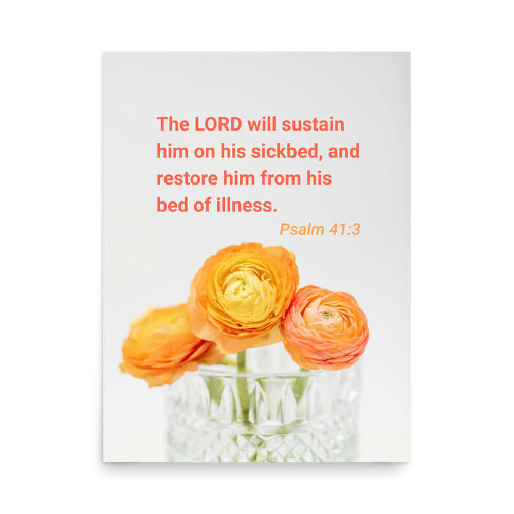 Psalm 41:3 - Bible Verse, LORD will sustain Premium Luster Photo Paper Poster