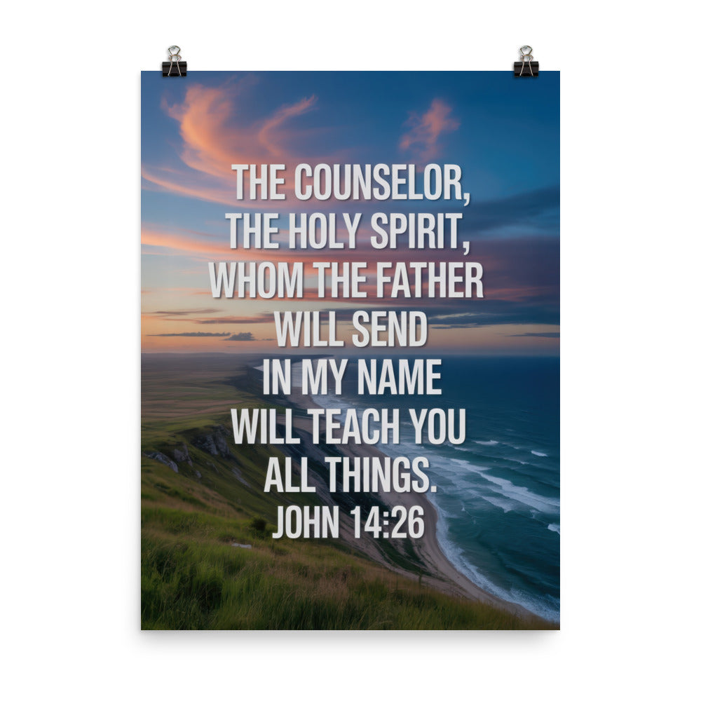 John 14:26 Bible Verse will teach Premium Luster Photo Paper Poster 18″×24″