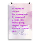 Phil 4:6 - Bible Verse, Prayer and Petition Premium Luster Photo Paper Poster