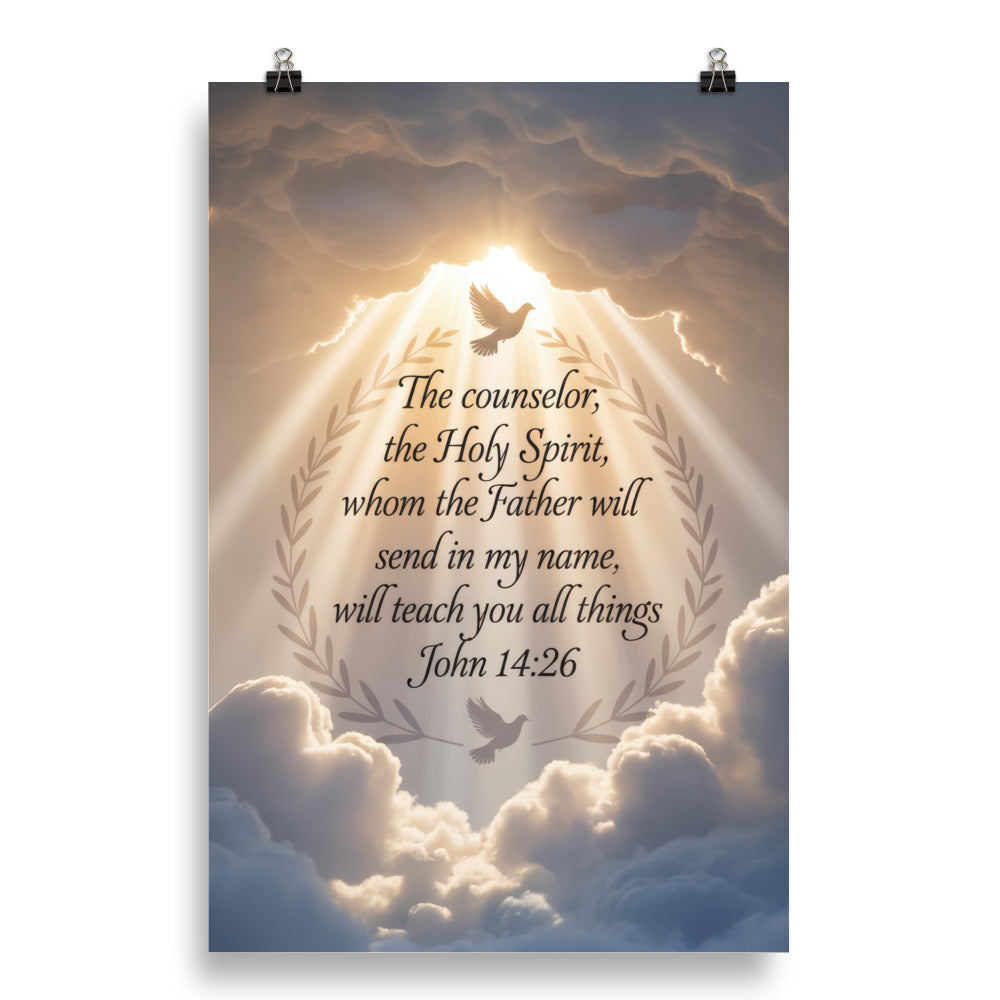 John 14:26 Bible Verse Counselor Premium Luster Photo Paper Poster 20″×30″