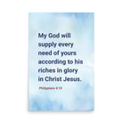 Phil 4:19 - Bible Verse, God will supply Premium Luster Photo Paper Poster