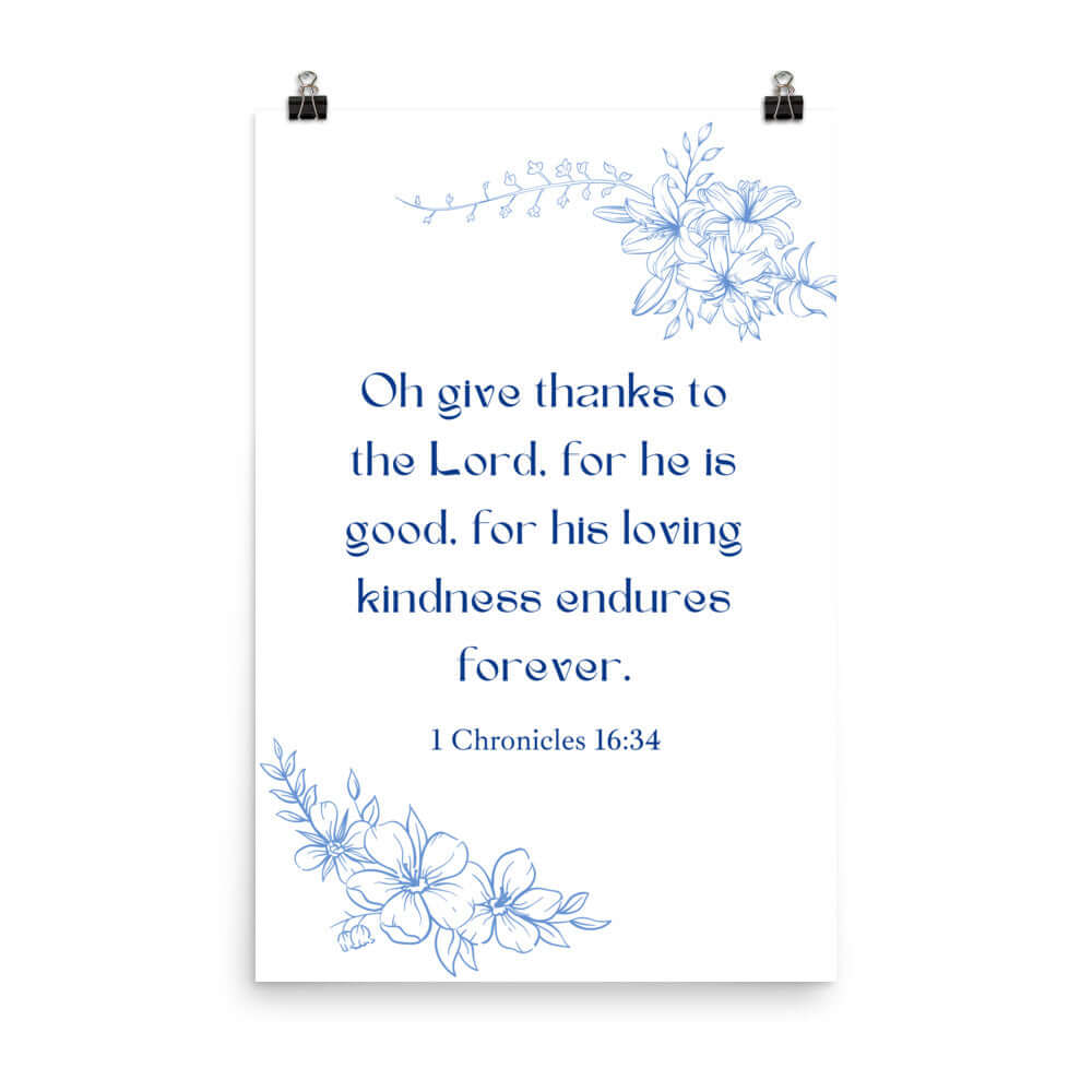 1 Chronicles 16:34 Bible Verse, to the Lord Premium Luster Photo Paper Poster