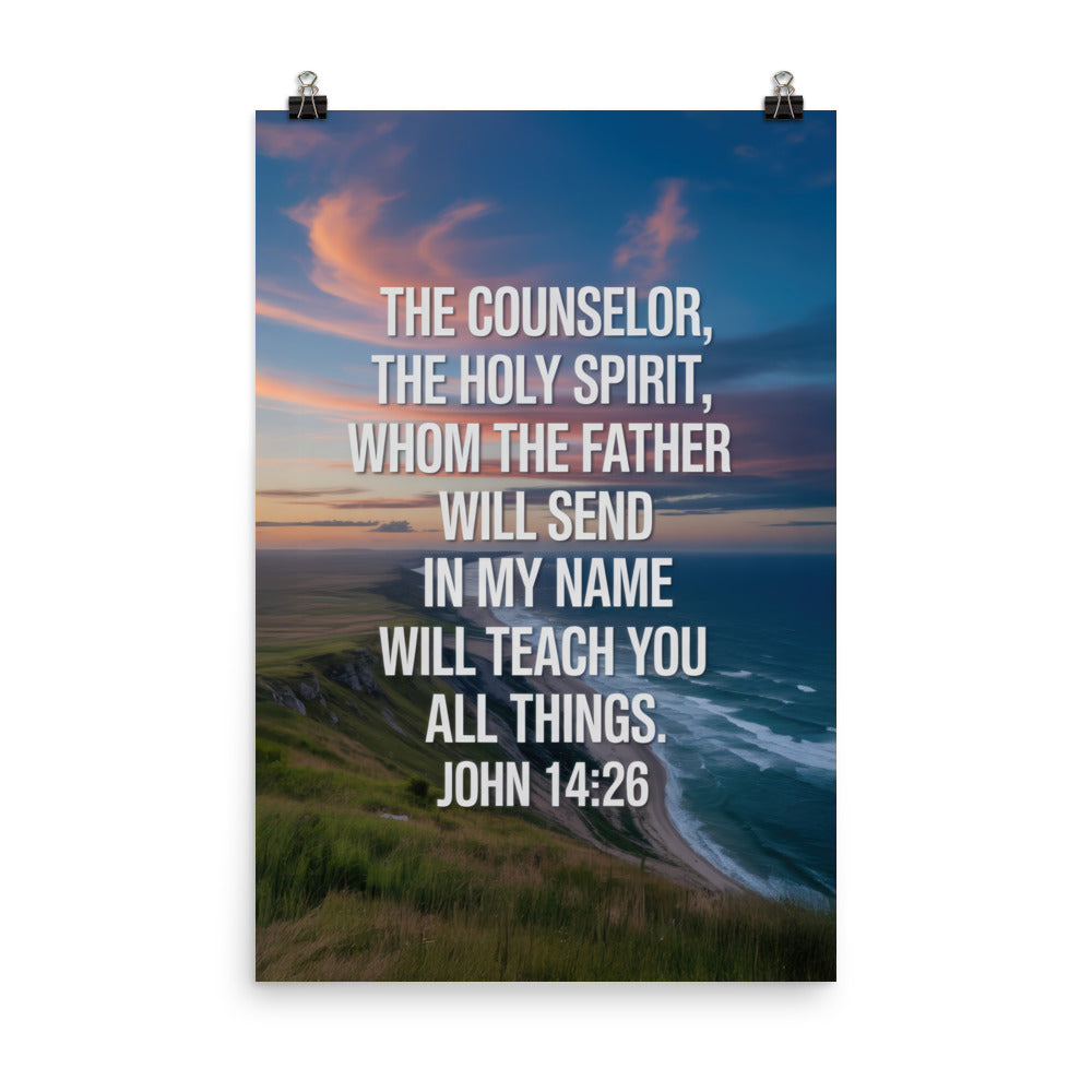 John 14:26 Bible Verse will teach Premium Luster Photo Paper Poster 24″×36″