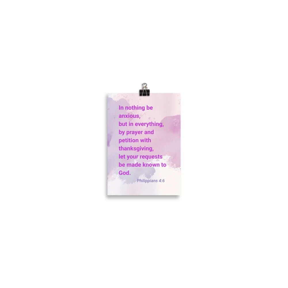 Phil 4:6 - Bible Verse, Prayer and Petition Premium Luster Photo Paper Poster