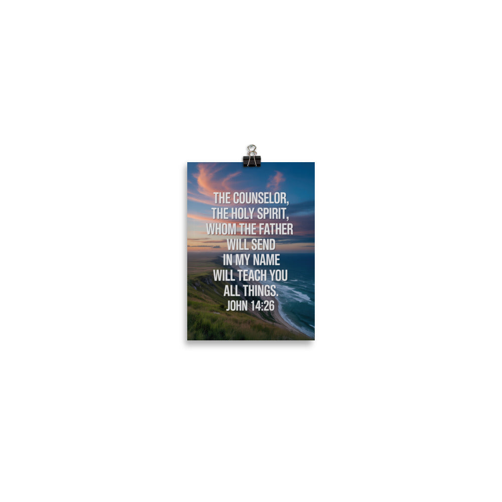 John 14:26 Bible Verse will teach Premium Luster Photo Paper Poster 5″×7″