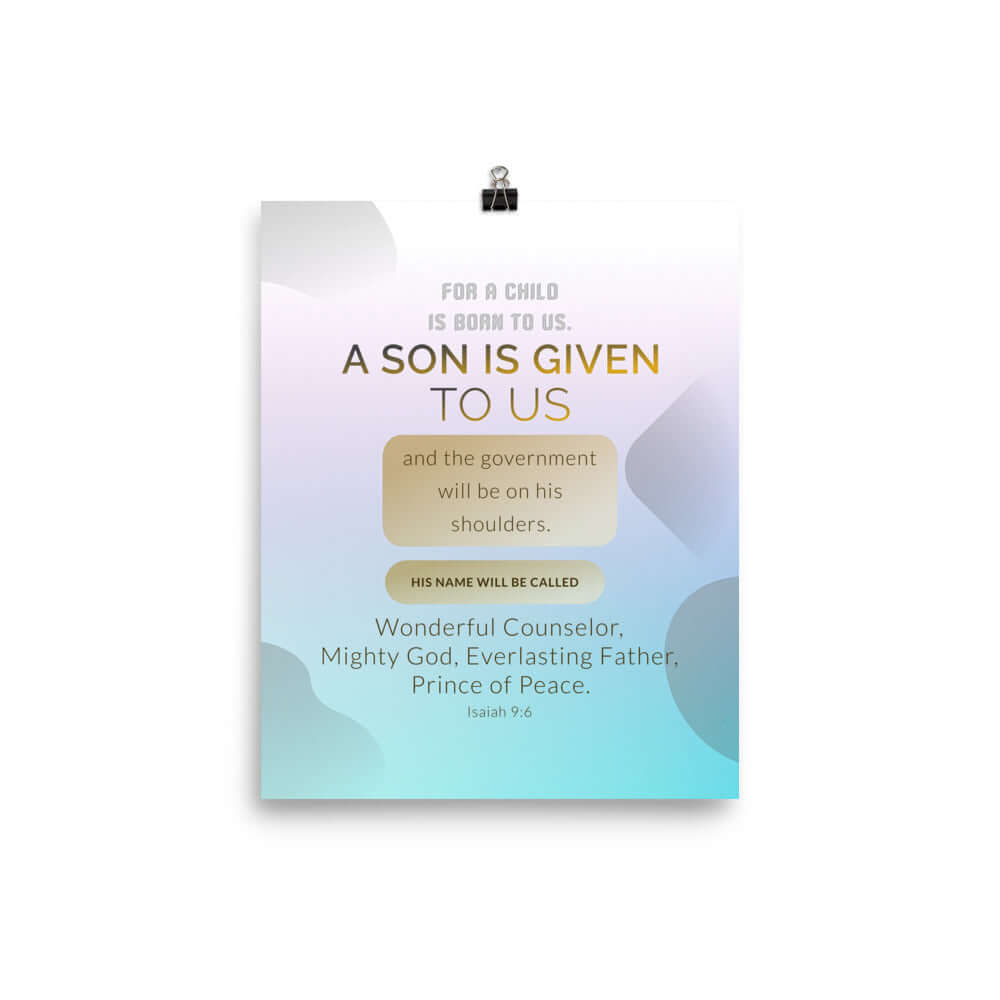 Isaiah 9:6 - Bible Verse, Wonderful Counselor Premium Luster Photo Paper Poster