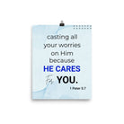 1 Pet 5:7 - Bible Verse, casting all your worries on Him Premium Luster Photo Paper Poster