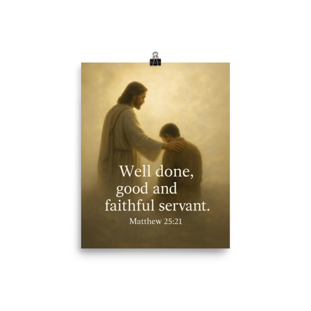 Matthew 25:21 Bible Verse Well Done Premium Luster Photo Paper Poster 8″×10″