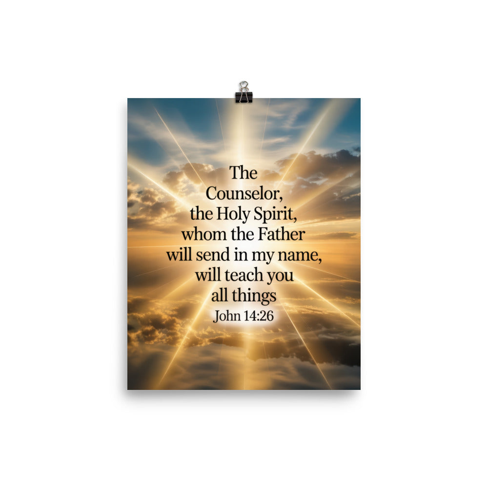 John 14:26 Bible Verse will send Premium Luster Photo Paper Poster 8″×10″