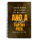 Psalm 119:105 - Bible Verse, lamp to my feet Spiral Notebook