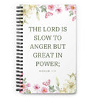 Nahum 1:3 Bible Verse, slow to anger Spiral Notebook