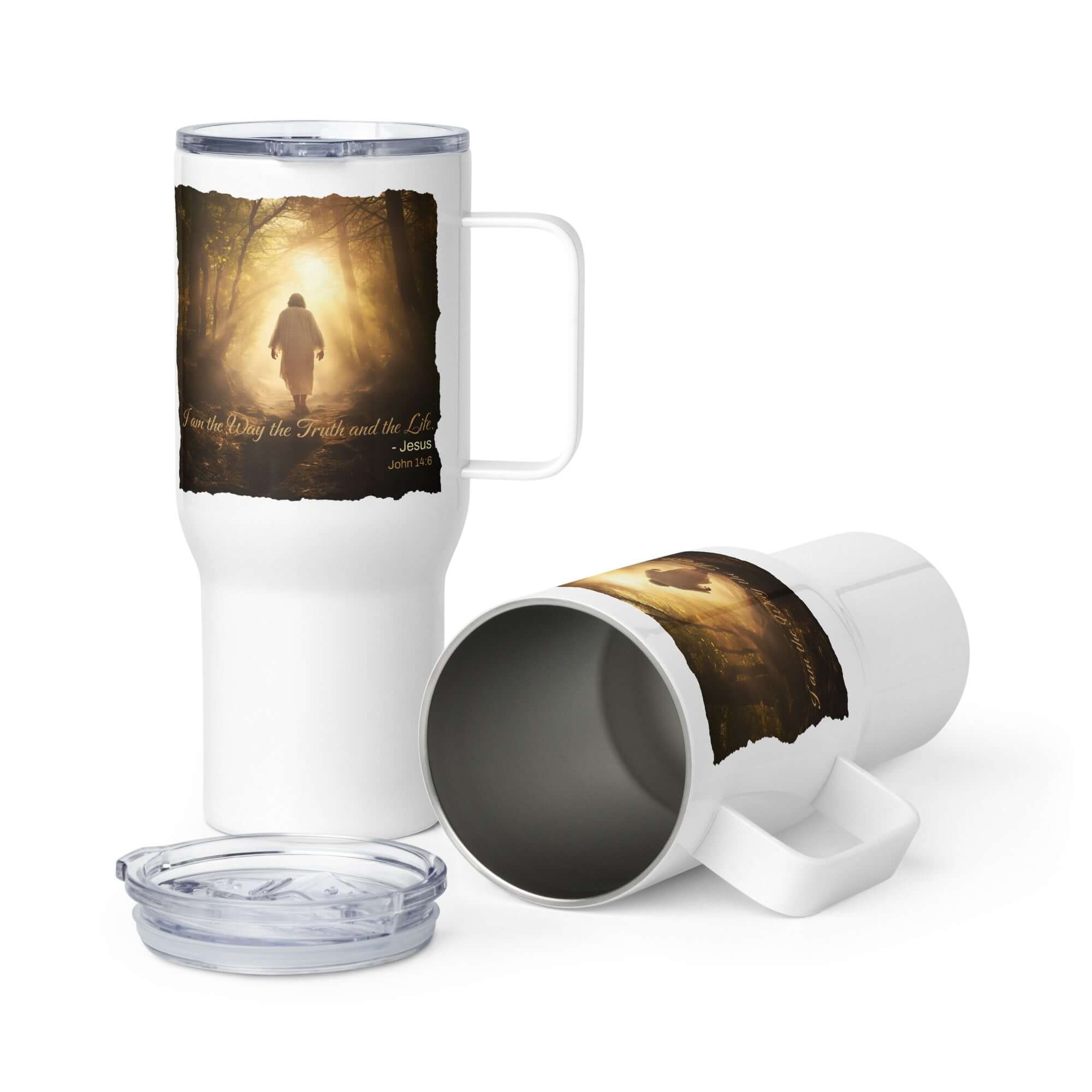 John 14:6 Bible Verse, Color Text Forest Image Travel Mug