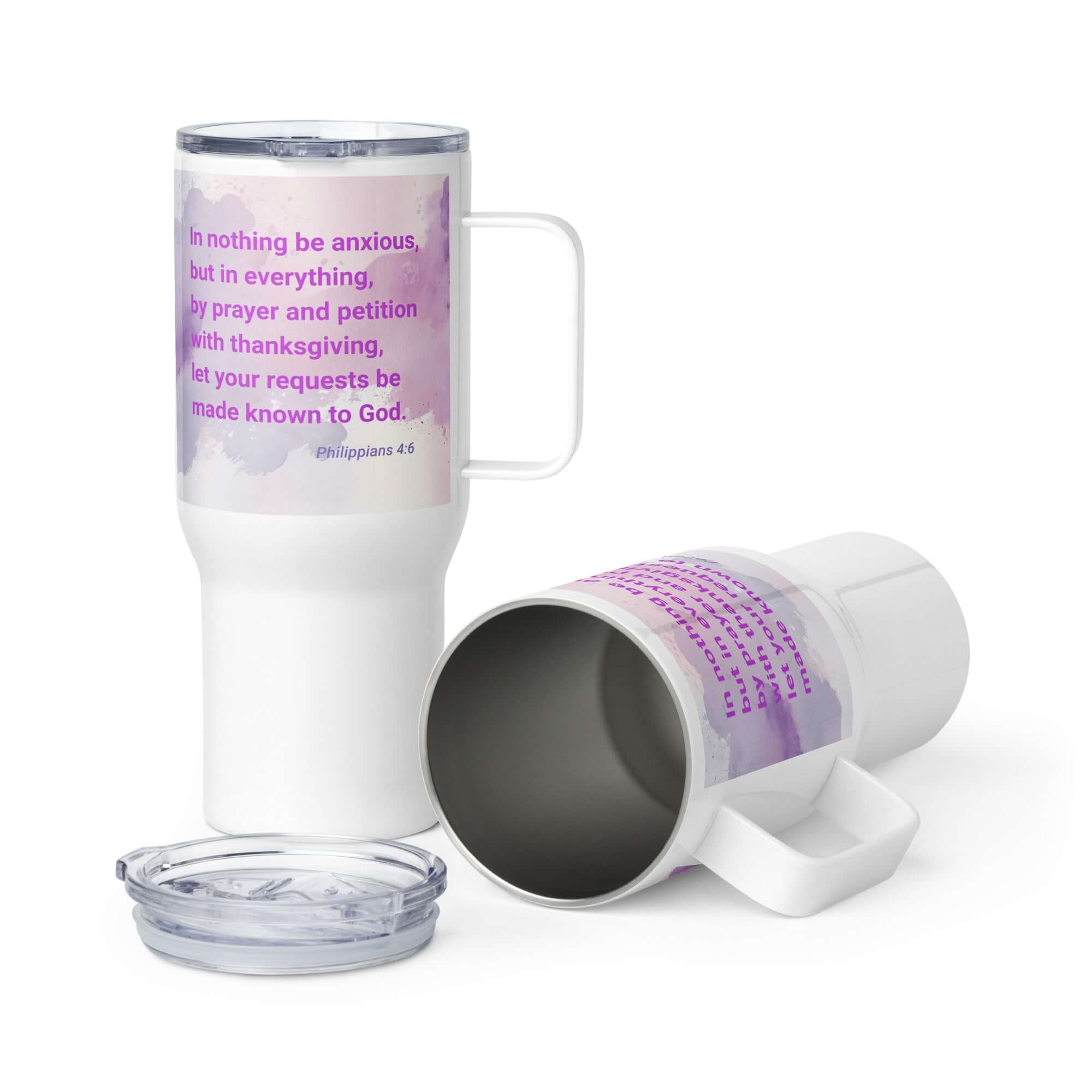 Phil 4:6 - Bible Verse, Prayer and Petition Travel Mug with a Handle