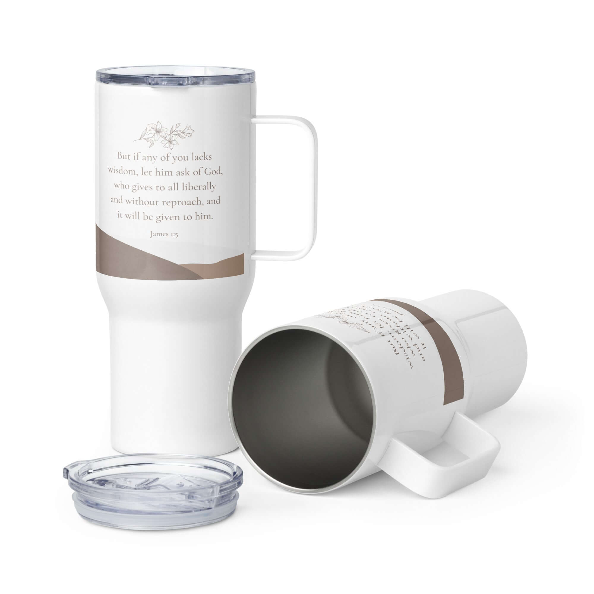 James 1:5 Bible Verse, ask of God Travel Mug with a Handle